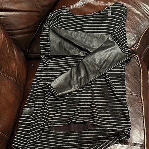 Helmut Lang Black and Gray Striped Midi Dress